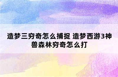 造梦三穷奇怎么捕捉 造梦西游3神兽森林穷奇怎么打